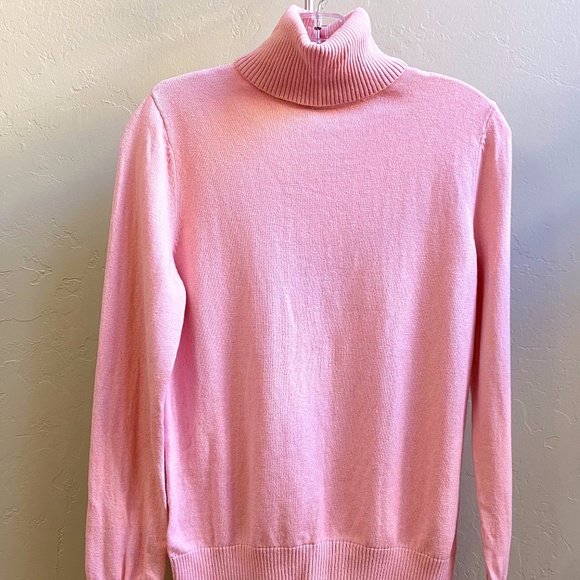 L.L. Bean Sweaters - L.L. Bean Women's Pink Cotton/Cashmere Turtleneck Sweater, X-Small